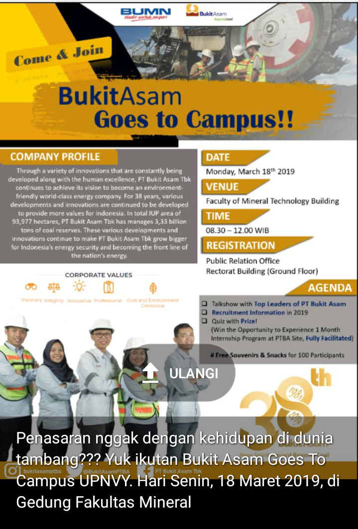 Talkshow Pt Bukit Asam Goes To Campus Upnvy Upn Veteran Yogyakarta